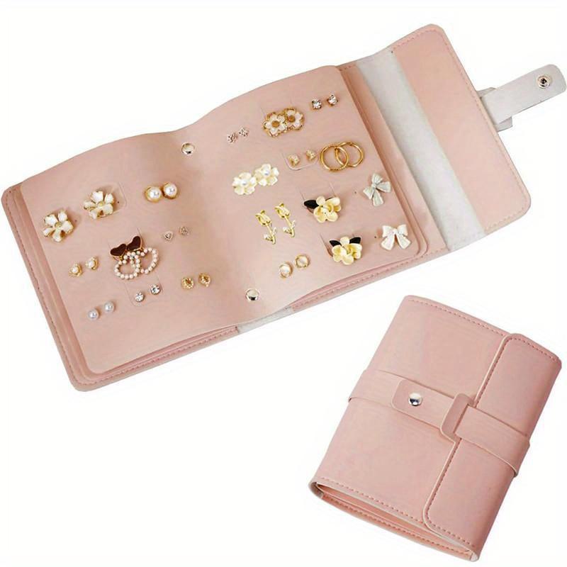 1PC PU Leather Ear Stud Storage Bag Multi-layer Jewelry Finishing Storage Organizer Book Type Storage Bag For Earrings Rings