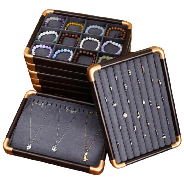 Jewelry Display Tray with Protective Velvets Lining Jewellery Holder Accessory Presentation Stand for Home or Shop Use