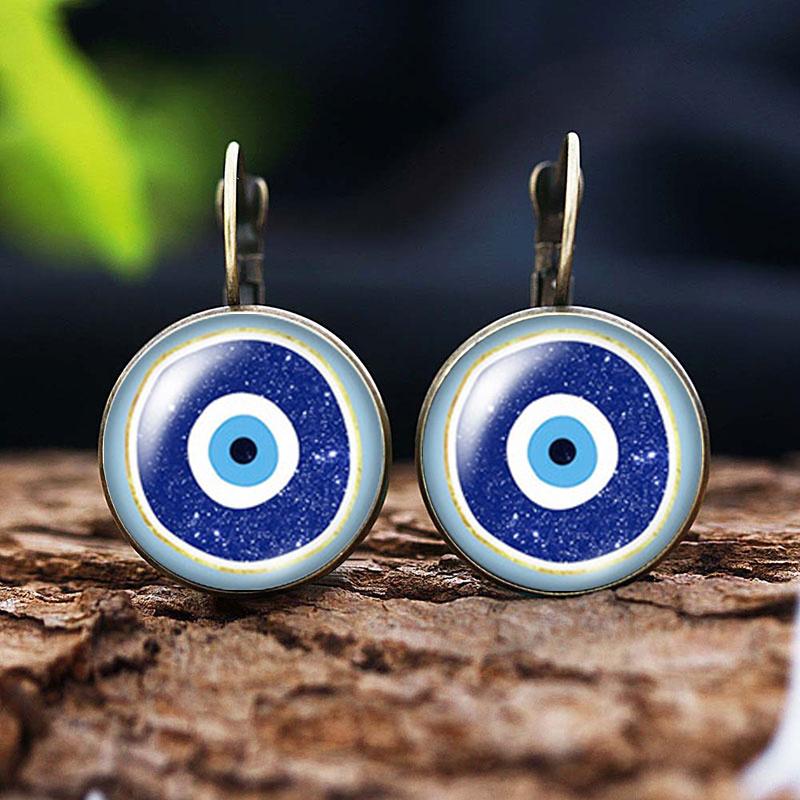 Helle Farbe Glas Cabochon Evil Eye Ohrstecker Modeschmuck Trendy Tier Auge Frauen Charms Französisch Ohrring