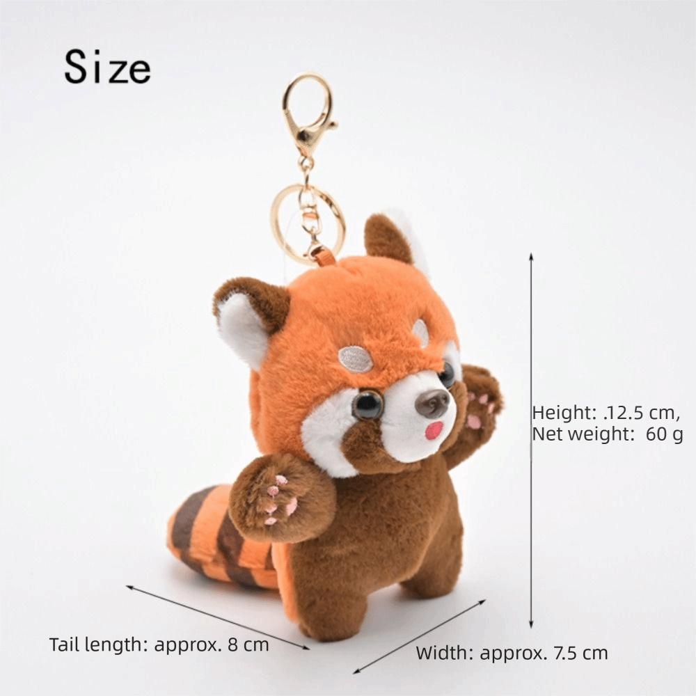 With Keyring Red Panda Keychain Plush Stuffed Doll Charm Raccoon Plush Pendant  Backpack Decoration