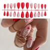 24 Pcs Lovely Elk False Nail Almond Press On Nail Christmas Full Cover Stick On Nail Manicures Supplies for Winter