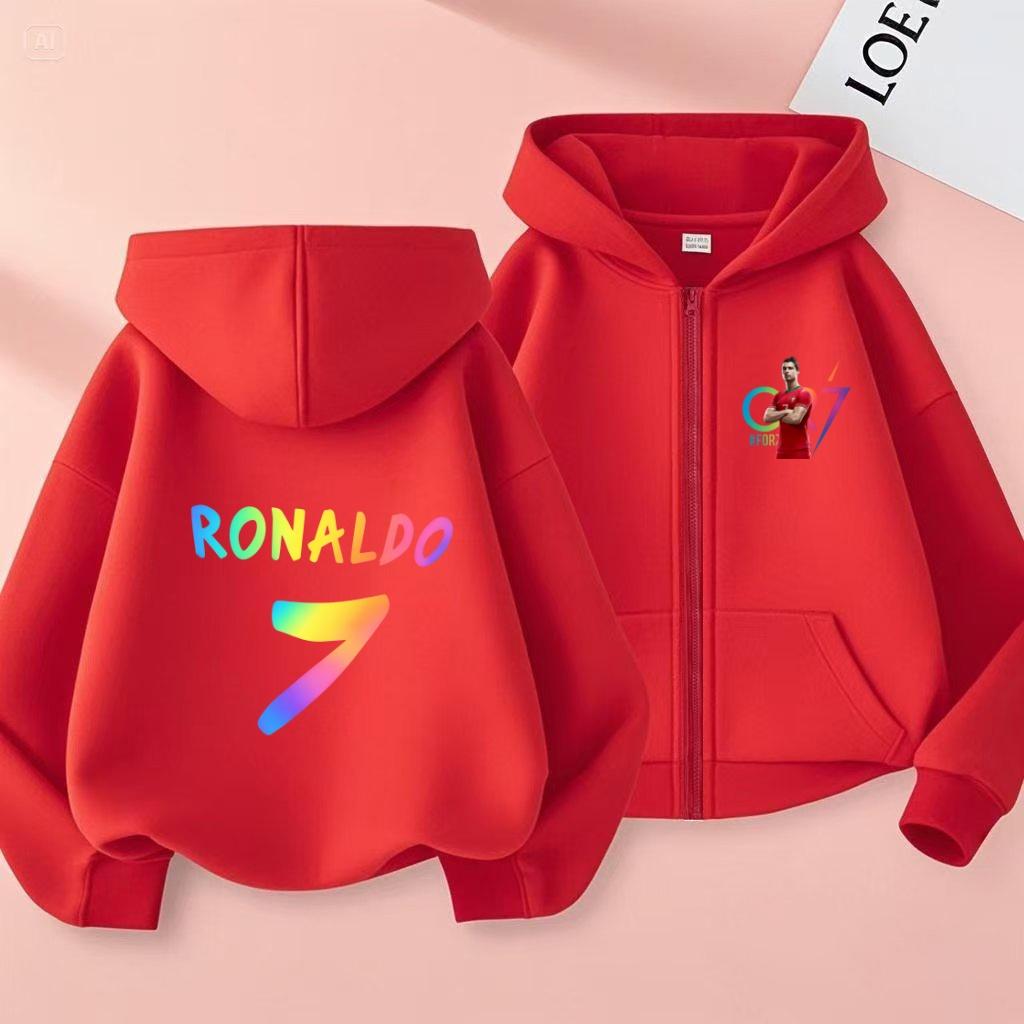 Kinder Reißverschluss Stil Buchstaben CR7 Rosa Strickjacke Kapuzenpullover Sweatshirt Mädchen Junge 3-12 Jahre Freizeit Mode Trend Oberteil Sportjacke Kleidung