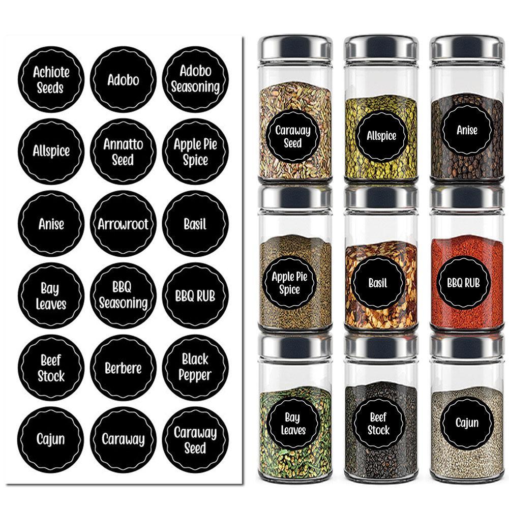 1 Set Printing Spice Can Labels And Food Storage Room Stickers Blackboard Pasting Spice Labels With A Diameter Of 3.8cm