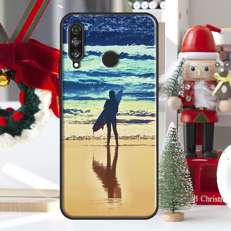 HAWAII BEACH SURF GIRL SURFING ART For Huawei Nova 9 10 SE 11 Pro Y60 Y70 Y90 Y61 Y91 Y72 Y73 12i 11i 8i P20 P30 P40 Lite Case