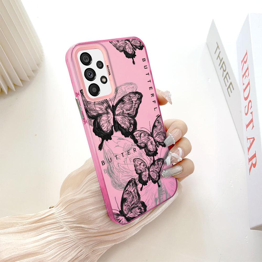 

Окрашенный узор, цветной серебристый, двухсторонний, жесткий, противоударный чехол для телефона Samsung Samsung F15 5G темно-розовый