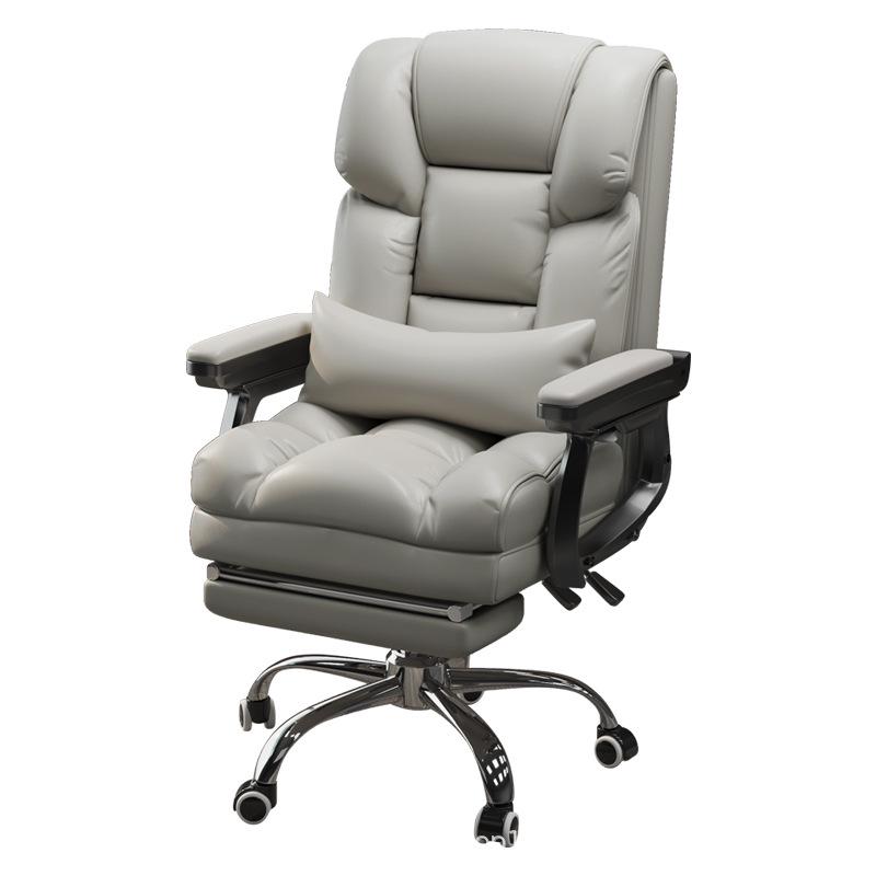 Ergonomic Reclining Leather Office Chair for Long Sitting Comfort.