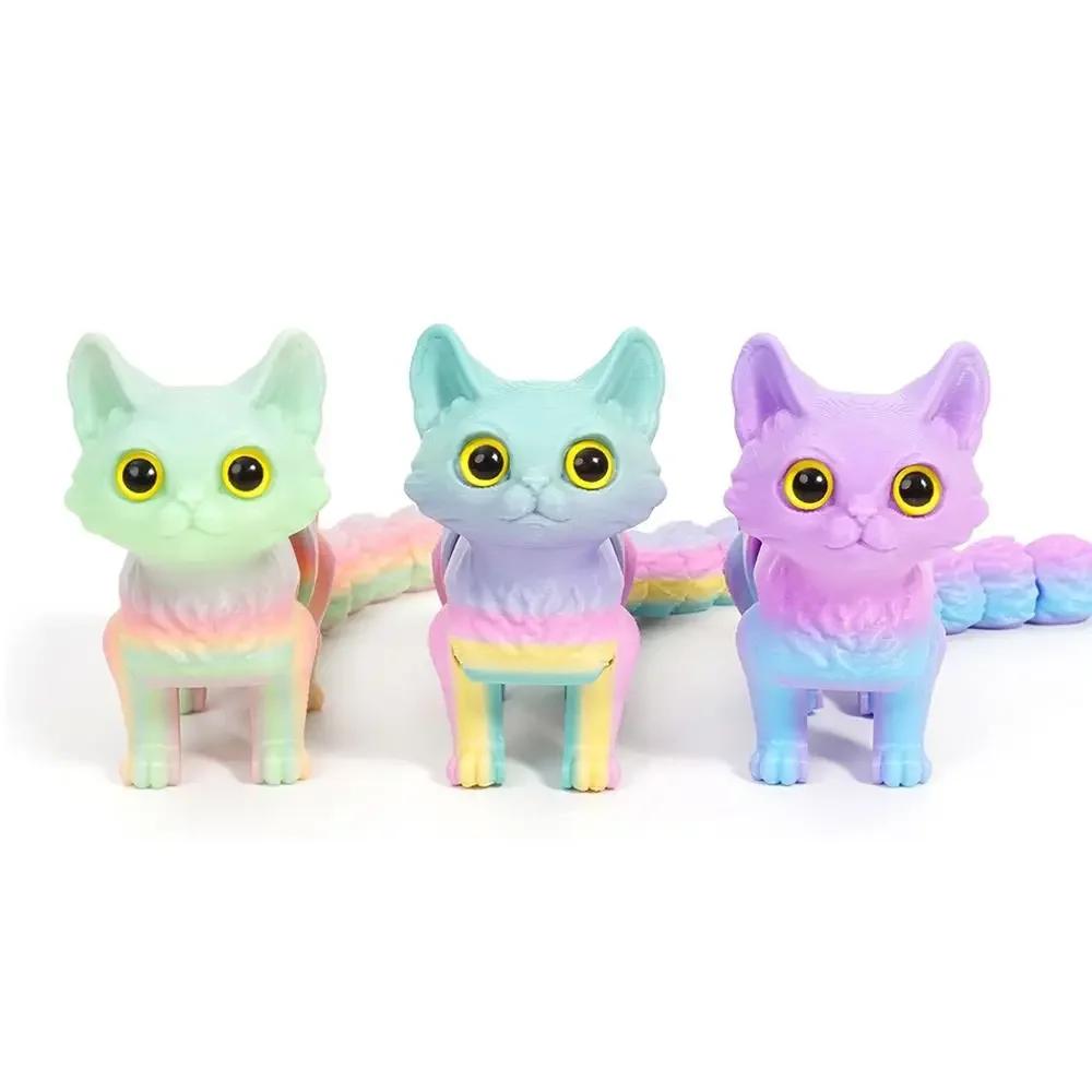 3D Printed Realistic Mini Animals Toy Articulated Joints Cat Figurine Multi-Jointed Movable Home Decor Desktop Craft Ornament