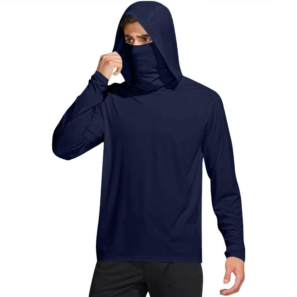 Herrenhemd mit Maske Leichtgewicht Langarm Kapuze Wandern Angeln Performance