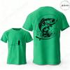 T-shirt per Amanti della Pesca da Uomo Cuore da Pescatore Stampa Pesce Persico Grafiche Magliette Casual a Manica Corta Abbigliamento Maschile Oversize