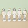 Pack of 5 Miniature Silver Nutcrackers Figurine Charm Accessories Wood Hanging Pendant Holiday Decoration Supplies