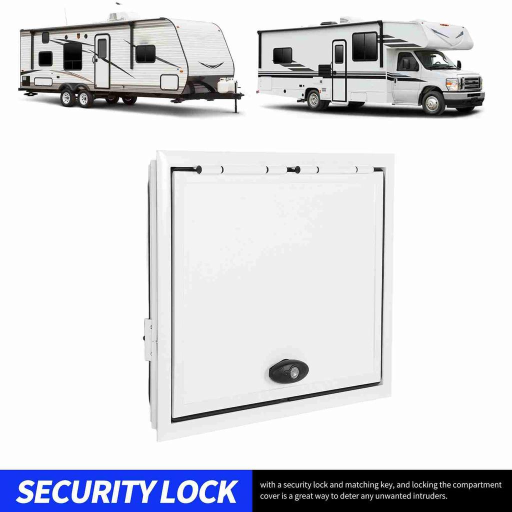 20 X 16in RV Baggage Door with Safety Lock 120 Deg Opening UV Resistant Heavy Duty Cargo Hatch Door for Trailer