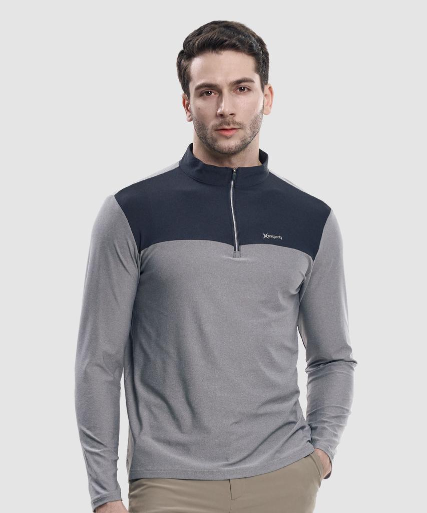 EXTRASPORTY Top Secret Men'S Color-Blocked Long Sleeve Zip-Up T-Shirt 6 Colors (Type A)