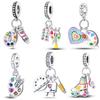 Copper Artist Brush Tools Color Palette Oil Painting Charms Beads Fit Fine Original Bracelets Diy Jewelry Gifts