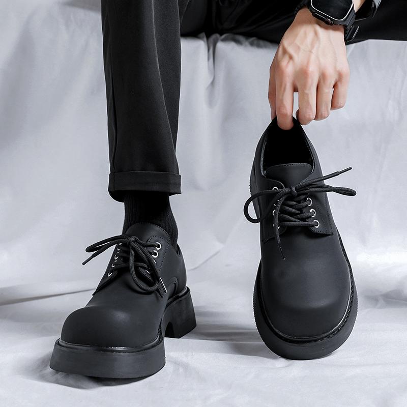 Fashion 2024 Japan Korean Streetwear Fashion Casual Square Toe Boots Shoes Male Black Punk Gothic Outdoor Leather Motorcycle Boots Shoe