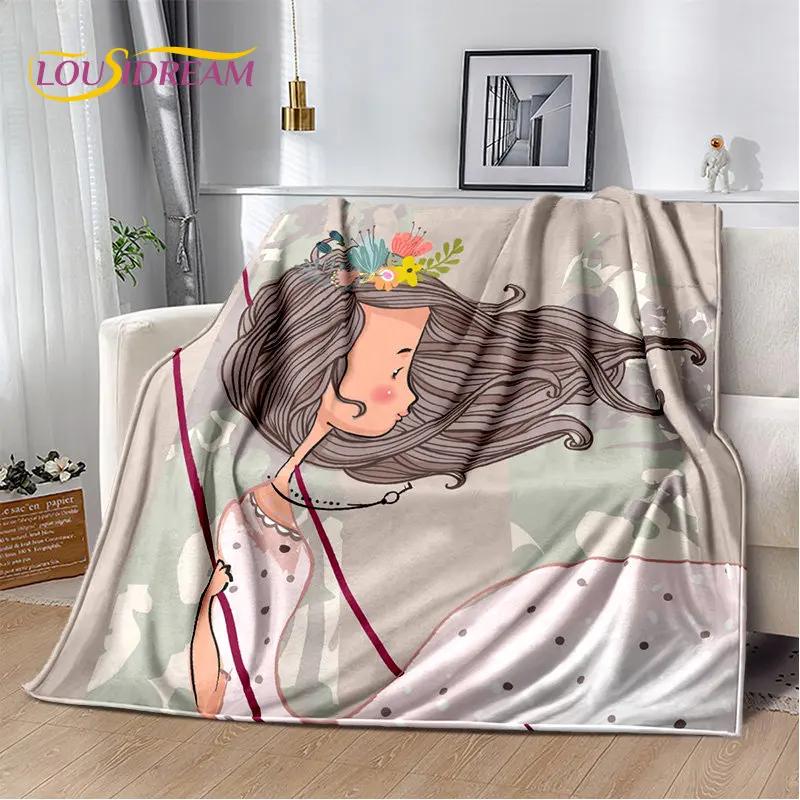 Cute Ballet Girl Ballerina Unicorn Cartoon Soft Plush Blanket,Flannel Blanket Throw Blanket for Living Room Bedroom Sofa Picnic