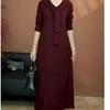 2025 Autumn/Winter Women's Long-Sleeve Loose Slimming Mid-Length Solid Color Dress
