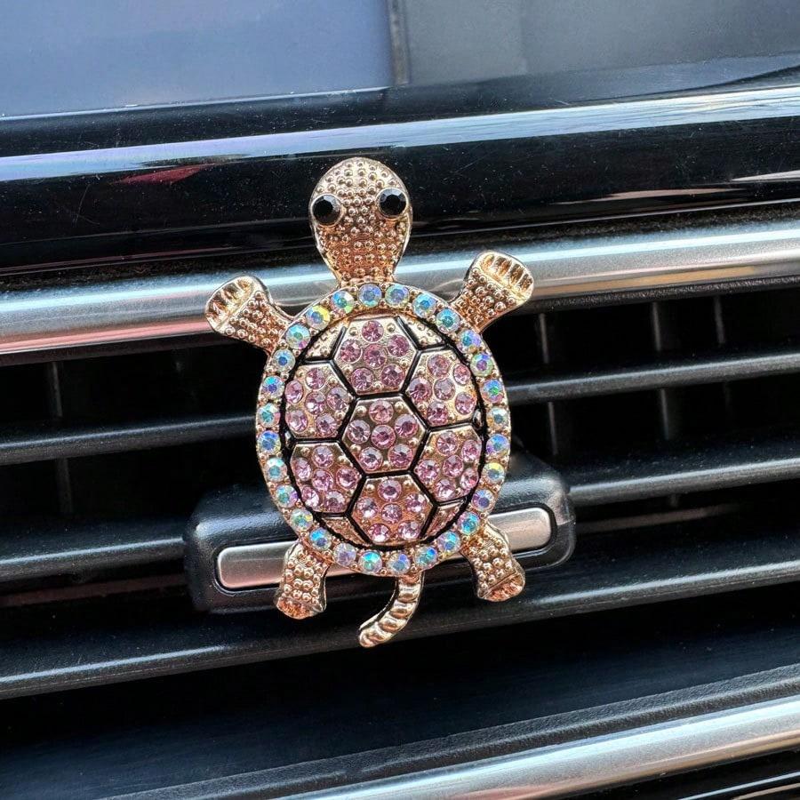 1 Stück Strass-Schildkröten-Design Auto-Lüftungsschlitz-Clip, Auto-Duftspender, Glänzende Dekoration, Lufterfrischer, Geschenk für Männer & Frauen