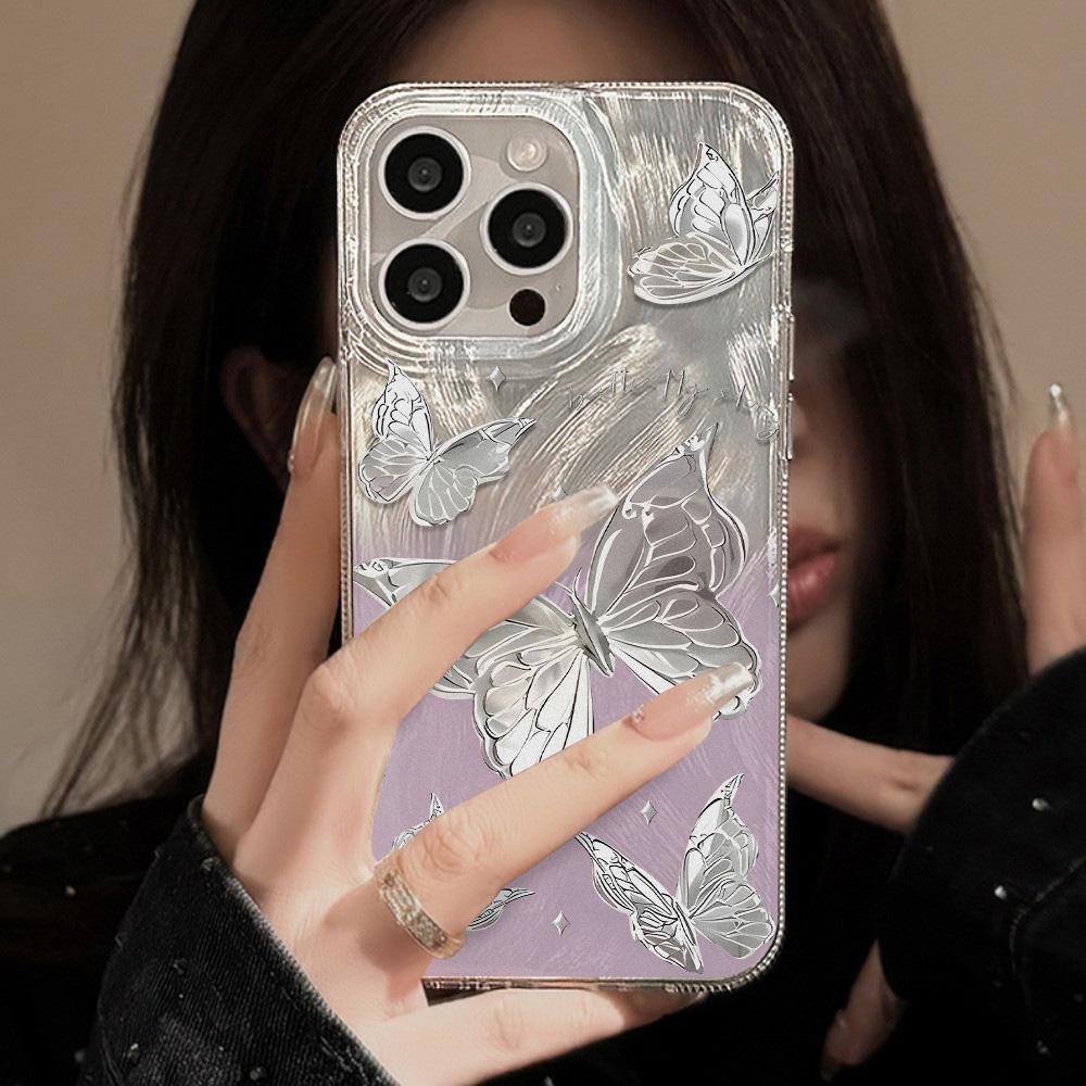 Feather Luster Phone Case for Samsung A53 A14 A33 A12 A32 S24 S23 Plus S20 S21 FE for iPhone 17 15 16 13 Pro 17 16 Pro Max Butterfly Bow Phone Case