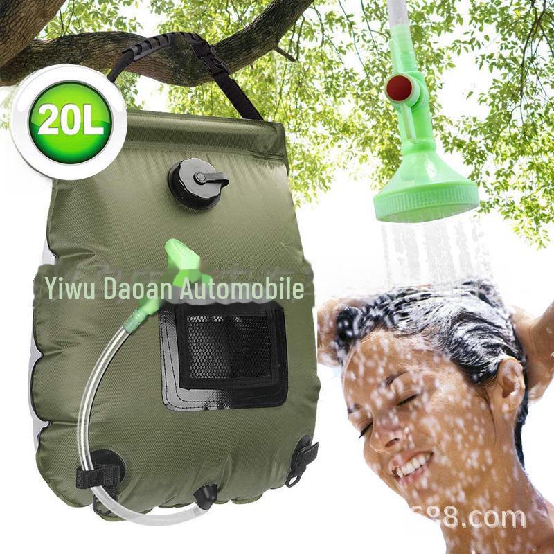 20L Army Green Solar Heat Absorption Camping Bath Bag - Outdoor 5 Gallon Water Bag for Toiletries