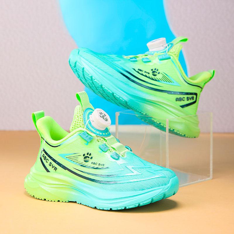 Children's Sports Shoes Mesh Breathable New Boys Button Running Shoes for Students Spring and Autumn Lightweight Wear-resistant Running Shoes