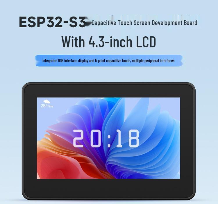 ESP32-S3 Touchscreen Dev Board with 4.3" LCD, LVGL, WiFi, Bluetooth Support