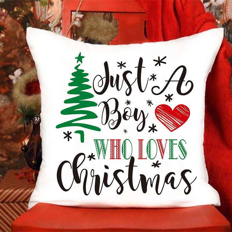 I Love Santa Claus Printed Pillowcase Christmas Sofa Cushion Cover Bed Pillowcase Room Cute Pillowcase Gift