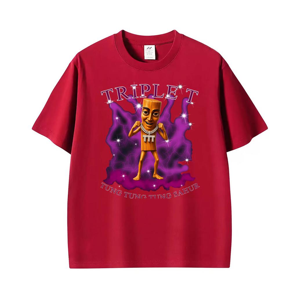 Triple T Funny Tung Tung Tung Sahur Retro Meme Printed T Shirt Unisexs Clothing Gothic Humor Short Sleeve Oversized Loose Tshirts