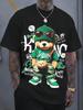 Cartoon Bear Pattern Mens TShirt Comfortable Short Sleeve Pullover Mens Outdoor Wear Summer Street Trend Y2K Unisex