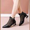 Pointed Toe Mesh Hollow Breathable Black With Medium Heels Women's Sandals Original New Anti Slip Hot Daily Ladies Shoes