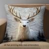 1 pillowcase 2D flat printing White Deer Pattern Pillow 2D Flat Printing Polyester pillowcase sofa decorative cushion cover