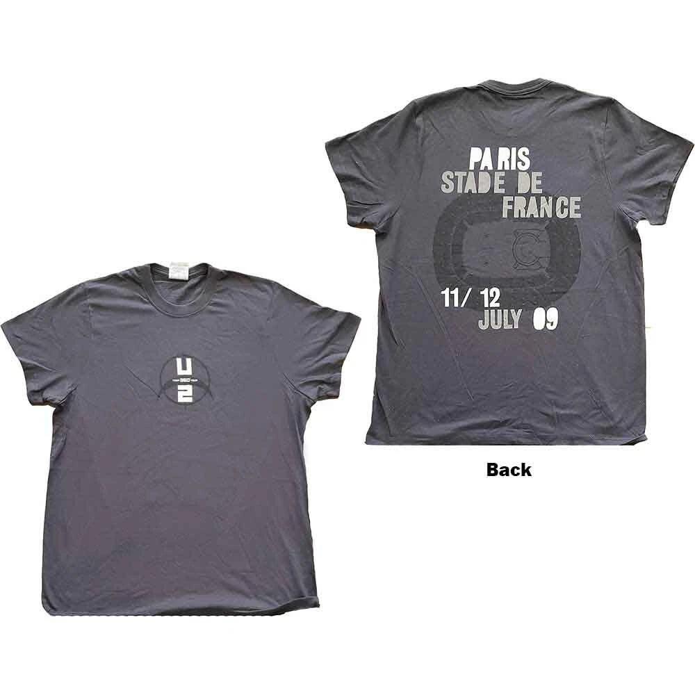 U2 Unisex T-Shirt: 360 Degree Tour Paris 2009 (Back Print) (Ex-Tour) (Medium) S