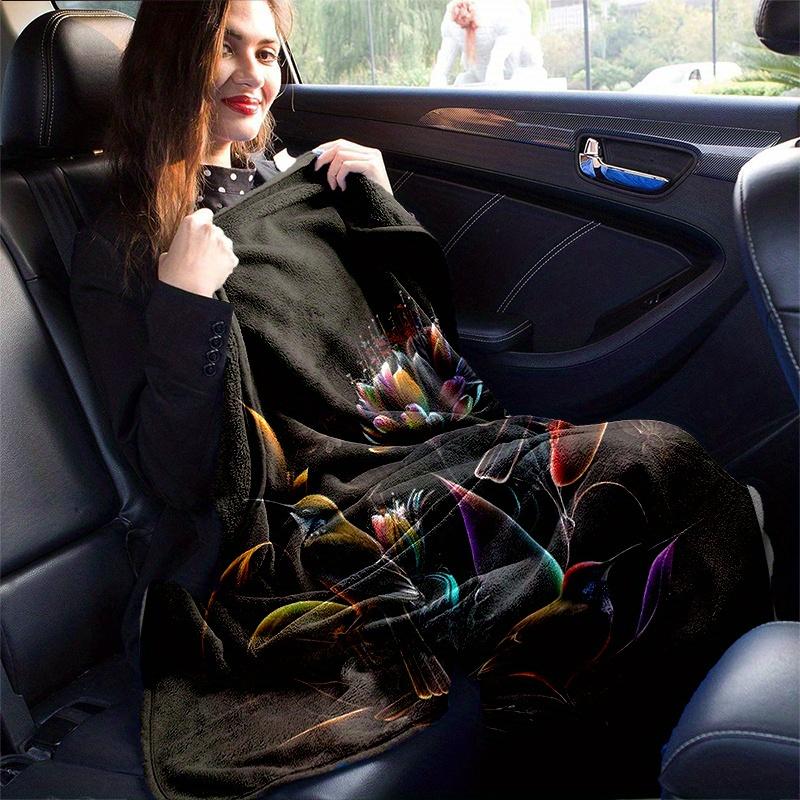 1pc Birds amidst Luminous Flowers Blanket  Home Decor, Gift Idea, Suitable for All Seasons,Living Room, Travel, Camping, Car Blankets