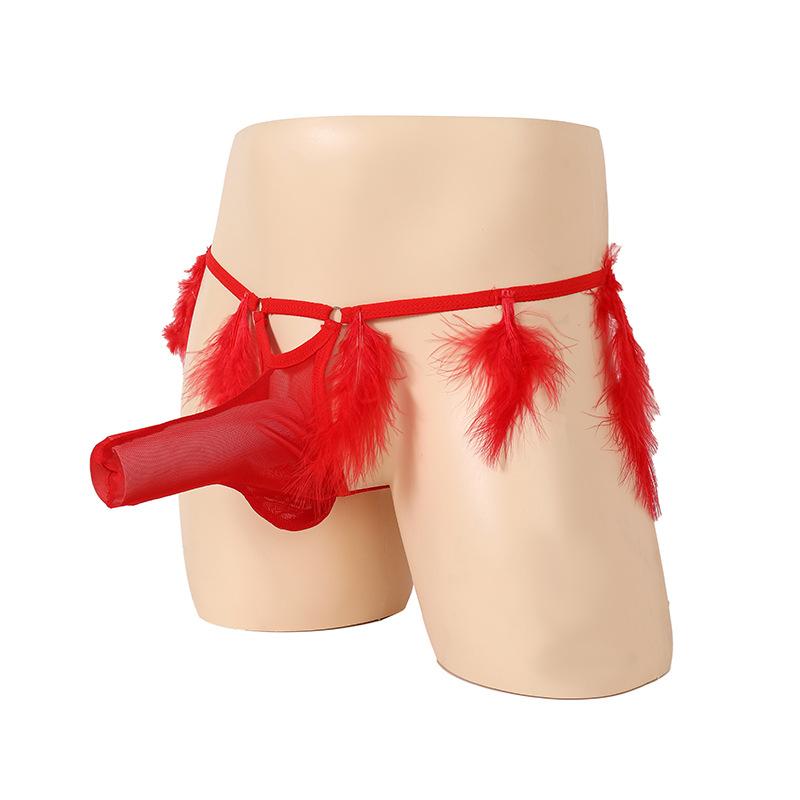 Exclusive for Men's Erotic Underwear, Feather Hollowed-out Free Thong Men, Sexy Men's Erotic Underwear