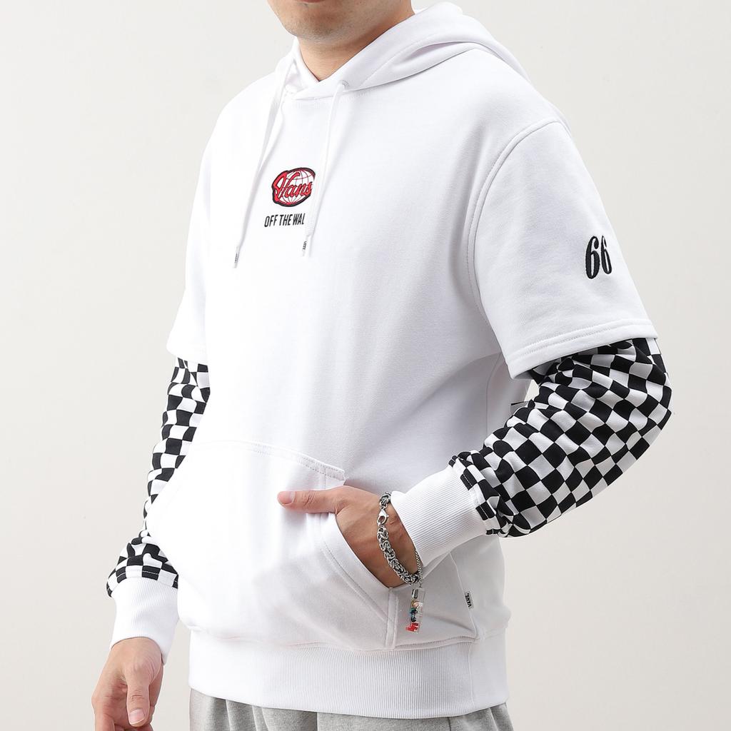 Vans Color Blocked Hooded Sweatshirt Black And White Checkerboard Men Hoodies VN0A7Q13WHT
