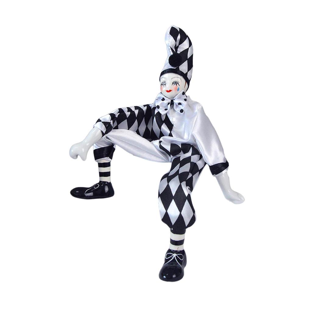 Porcelain Clown Doll Harlequin 15inch Vintage Collections Toy Dolls Figurine Model