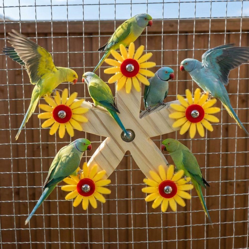 Bite-Resistant Wooden Parrots Ferris Wheel With Bearings Bird Swing Toy  Bird Cage Accessories