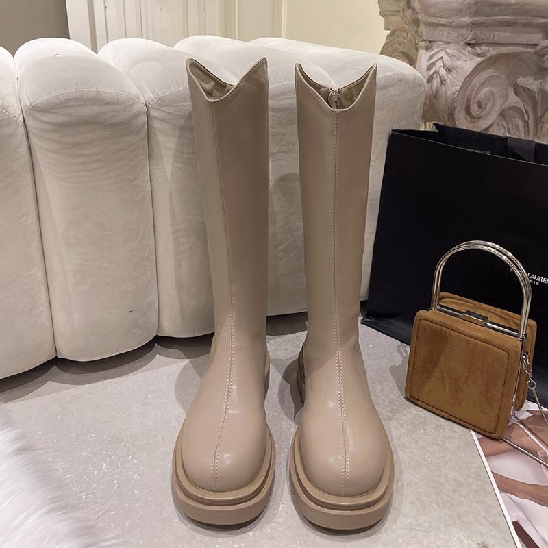 Miękka Skóra Damskie Kozaki do Kolana Modne Rozmiar Largas Długie Botki Kwadratowe Obcasy Jesień Zima Ciepłe Krótkie Pluszowe Buty