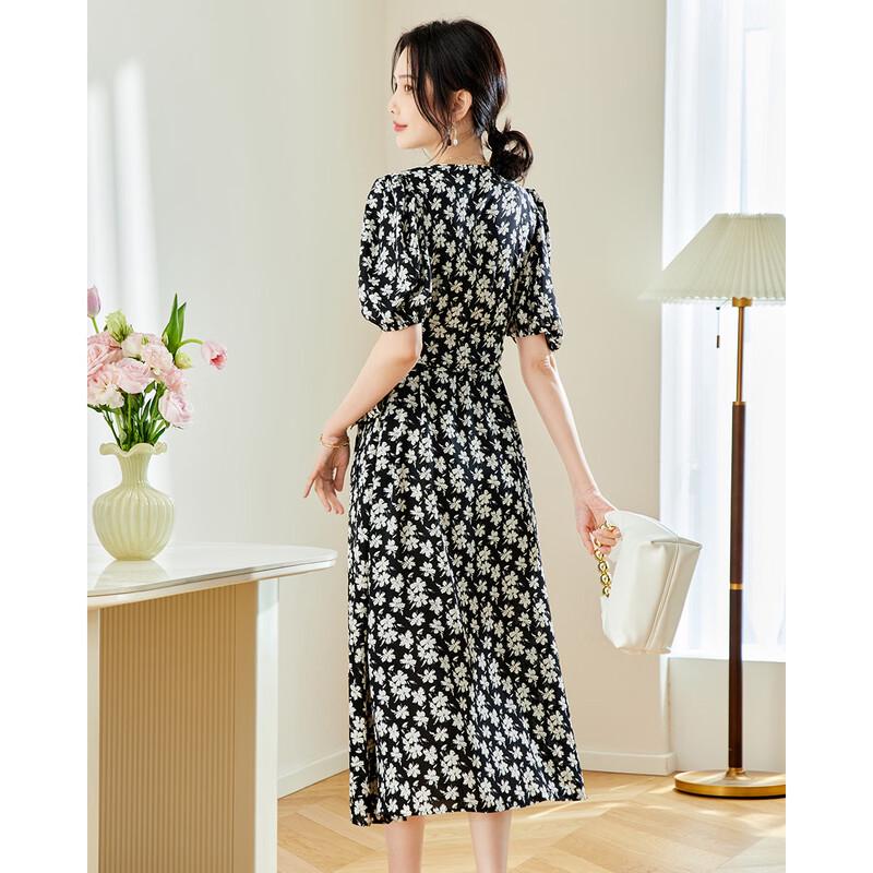 TERRE BLEUE Women's Casual Printed Midi Dress