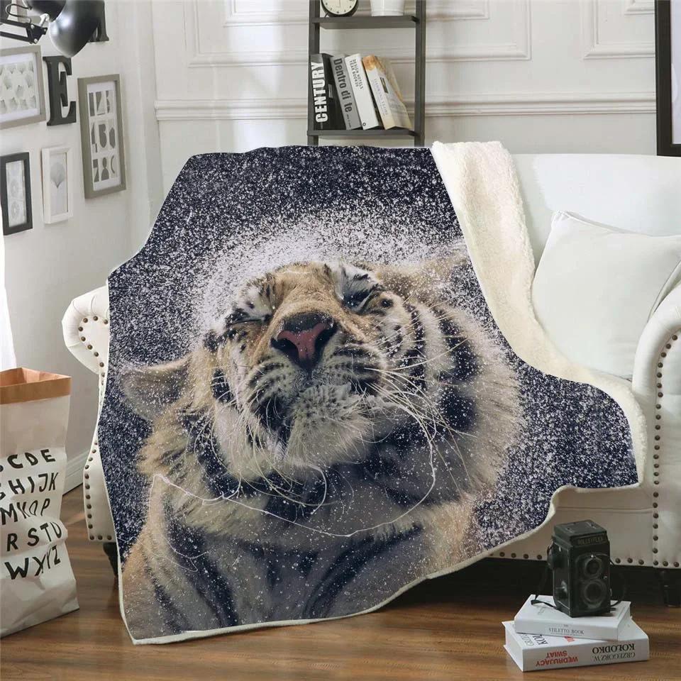 Tiger-Kuscheldecke für Kinder, Mädchen, Teenager und Erwachsene, Tier-Schneemuster, Winterlich warm, Fleece-Flanell-Decke, Weicher Überwurf für das Bett