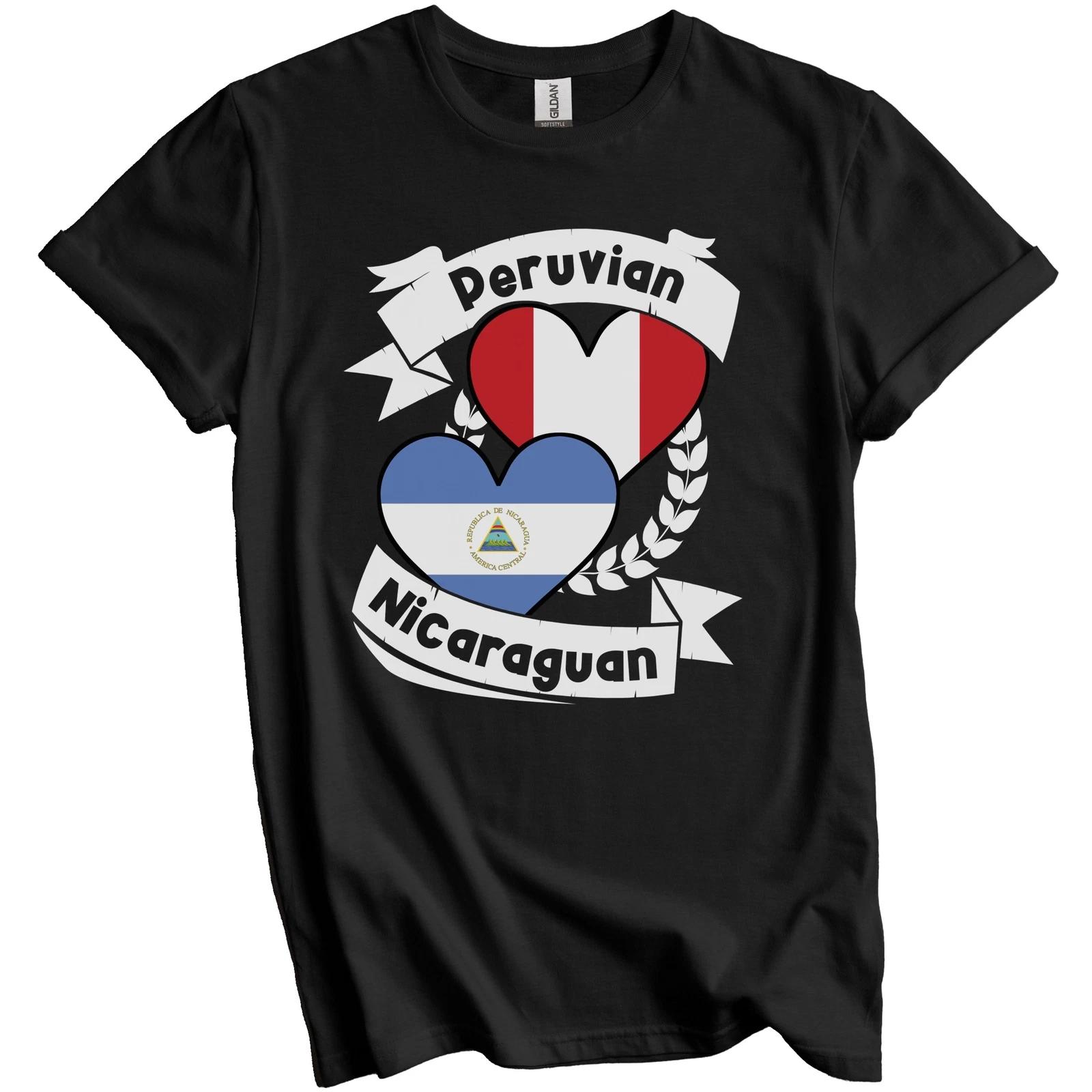 Peruvian Nicaraguan Heart Flags Peru Nicaragua T-Shirt S