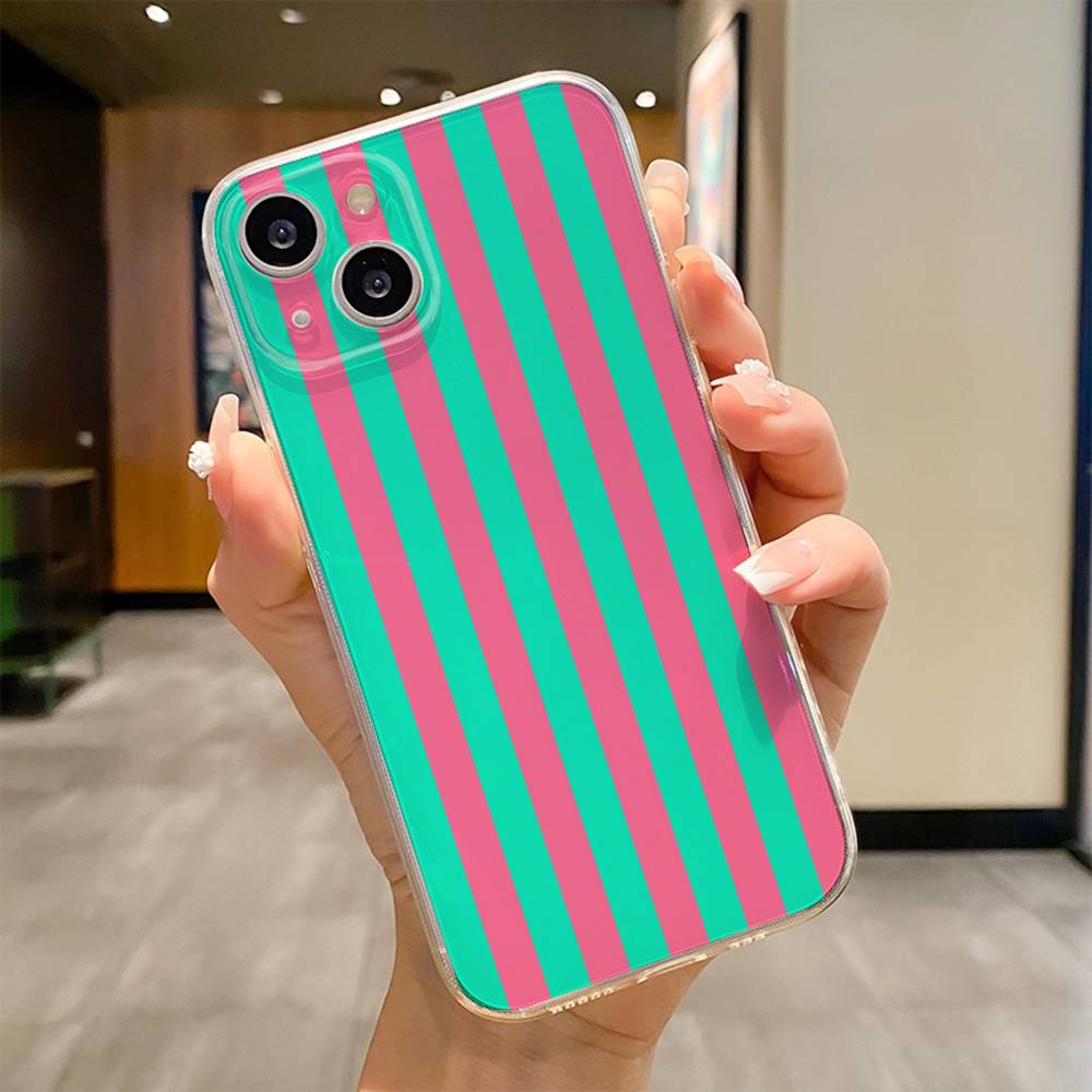 Colorful Striped Phone Case For iPhone 17 16e 16 15 14 13 12 11mini Pro Max X XR XSMAX 8 7 Air Plus Soft Cover