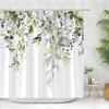 Beautiful Spring Greenery Floral Shower Curtain Eucalyptus Leaves Tropical Leaves Polyester Washable Buth Curtain Bathroom Decor