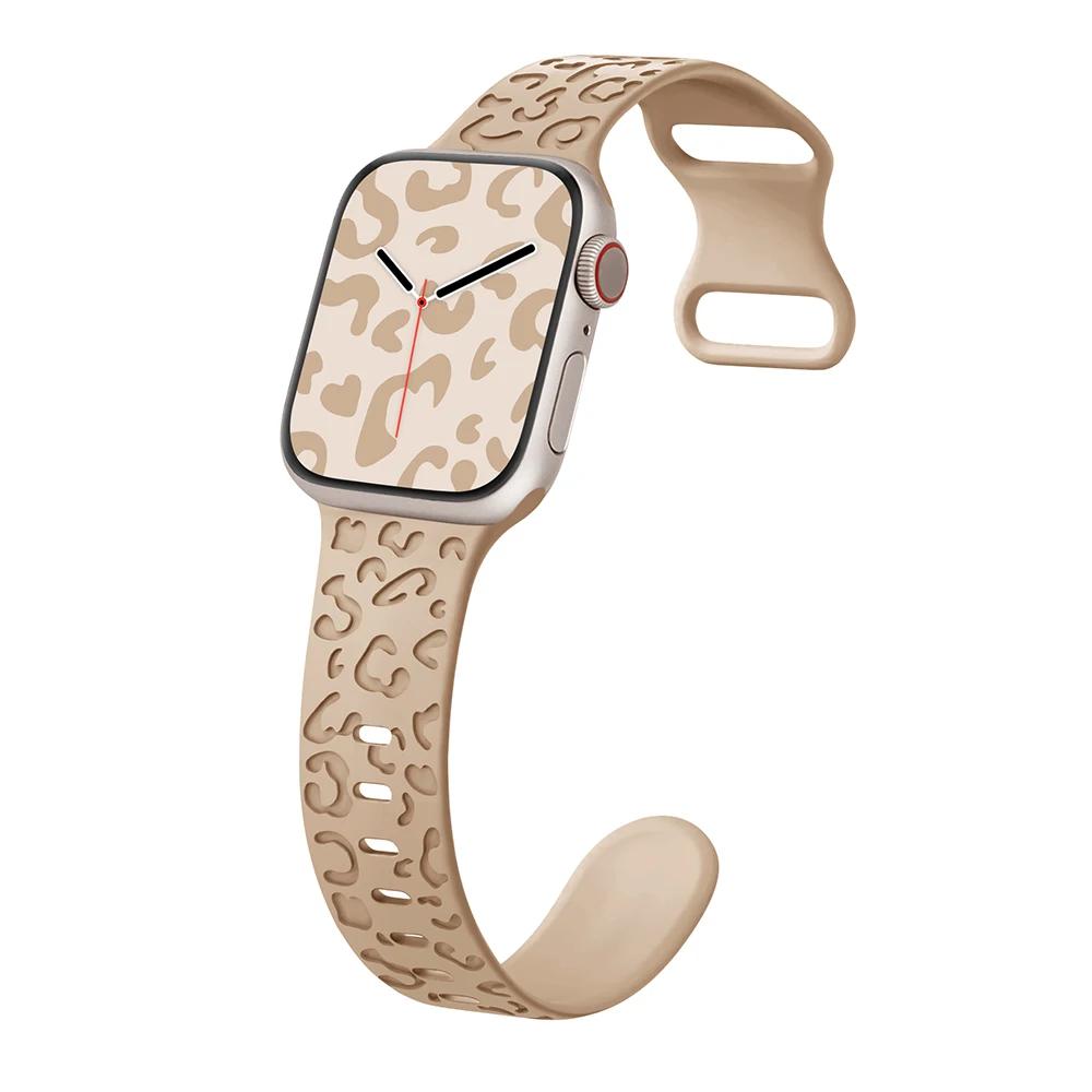 Silicone Strap For Apple Watch 10 9 8 7 45mm 41mm 42mm 46mm Ultra 2 49mm Leopard Print Bracelet Wristband iWatch 6 5 4 SE Correa