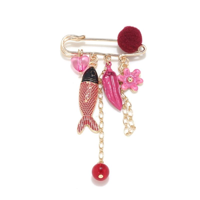 

Trendy Handmade Alloy Brooch Featuring Exotic Fish And Flower Motifs Creative Sea Lapel Pin Accessory for Gatherings 1