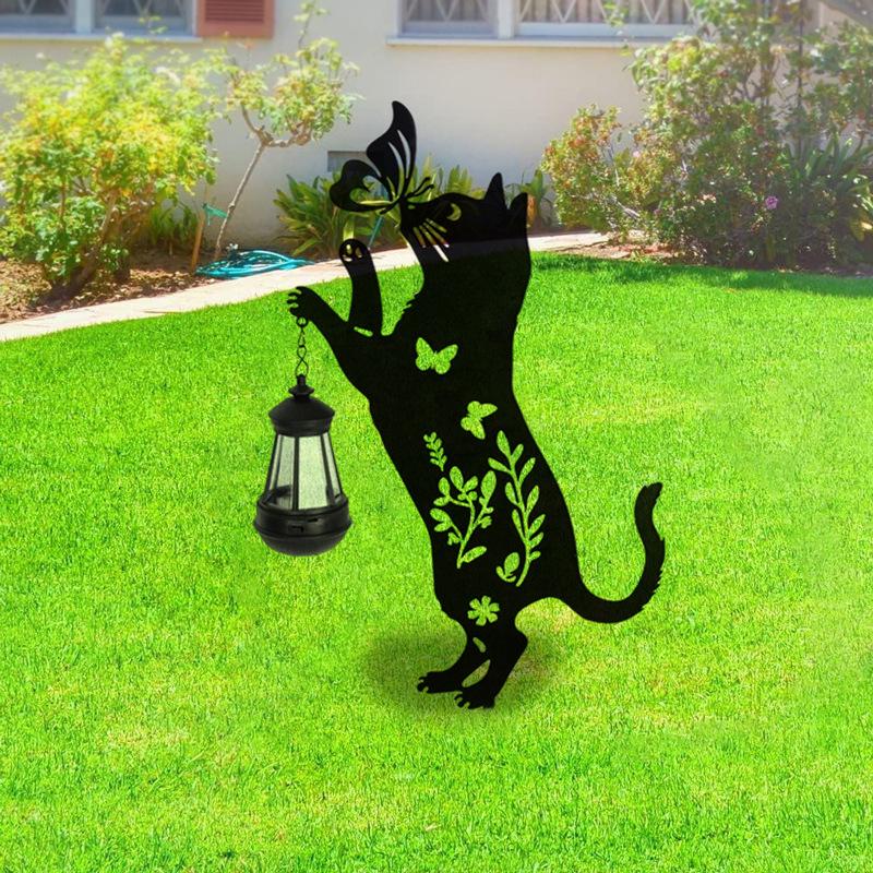 Solar Garden Light: Iron Cat-Shaped Waterproof Outdoor Decoration