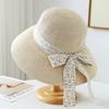 Spring Summer Women's Foldable Fisherman Hat Bow Detail Wide Brim Sun Hat Korean Style Beachwear Cool Seaside Accessory