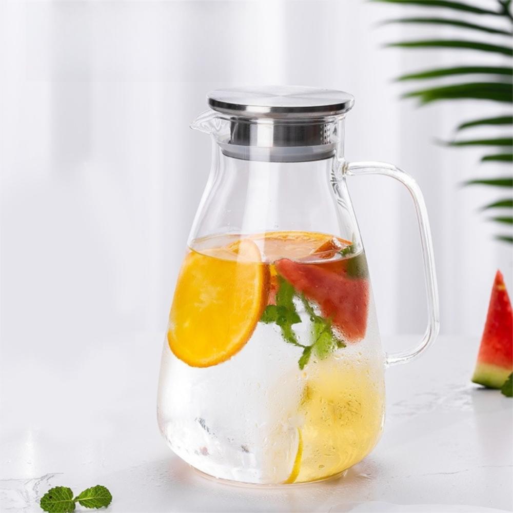2600ml Glass Water Pitcher High Borosilicate Large Capacity Glass Cold Water Kettle Heat Resisttant with Lid Glass Tea Pot