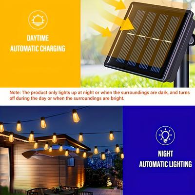 LED Solar String Lights IP44 Waterproof Outdoor Christmas Decoration Light Bulbs for Patio Gazebo Porch Camping