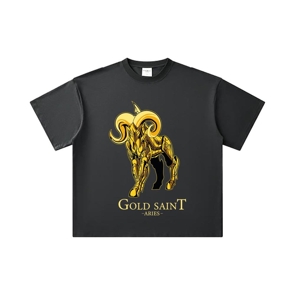 260 GSM Double Yarn 32 Count 100% Cotton Saint Seiya V26 Aries Print Unisex Heavy Cotton T Shirt