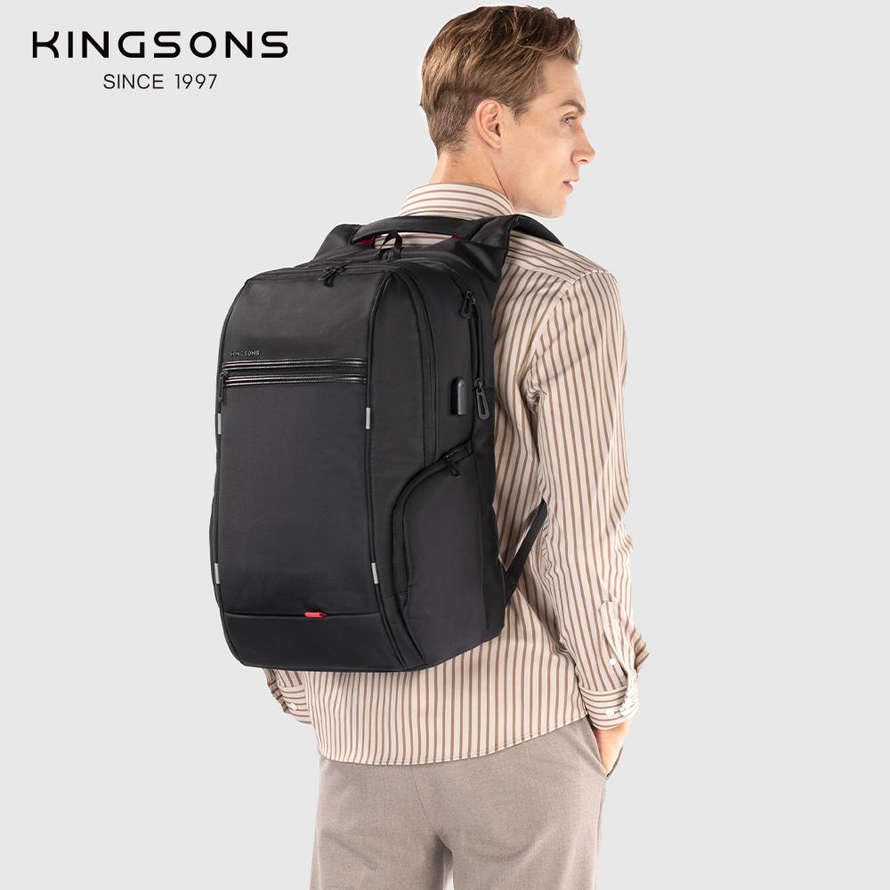Men’s Backpacks Kingsons For 15.6,17 Inch Laptop With Type-C USB Charging Port Waterproof Business Black KS3140-AC/AD